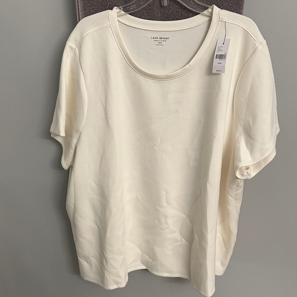 Lane Bryant Cream Short Sleeve Tee